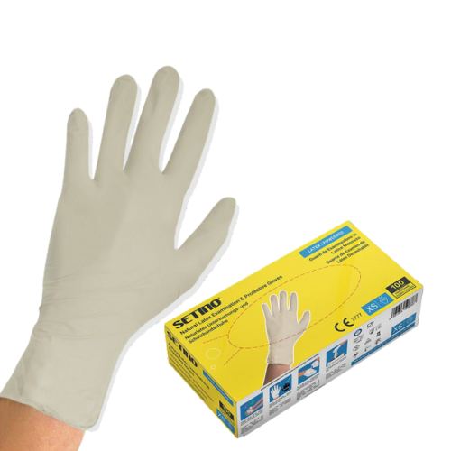 Setino latex vizsgáló kesztyű, púderezett (fehér)