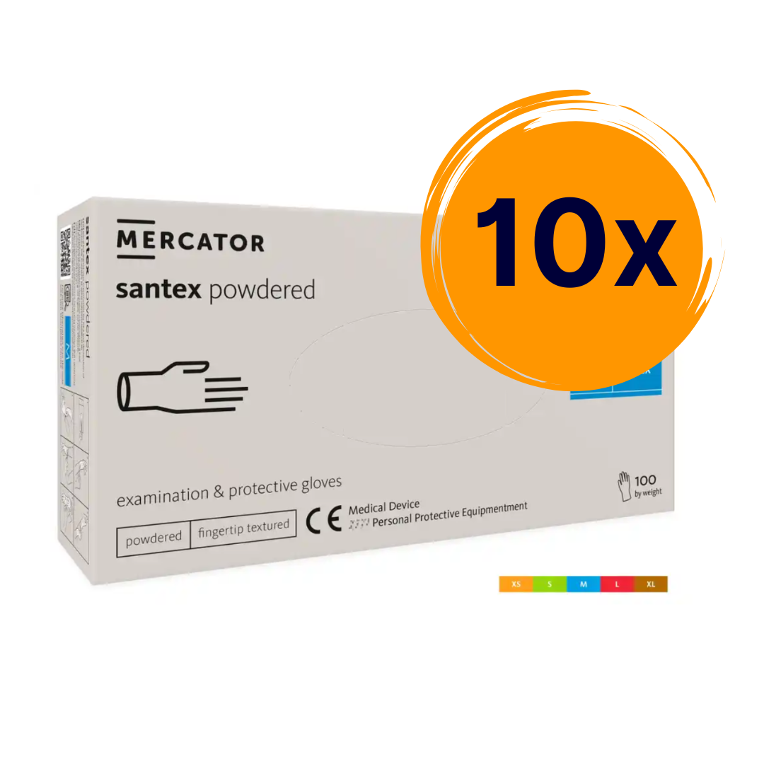 10x MERCATOR® santex púderezett latex orvosi kesztyű