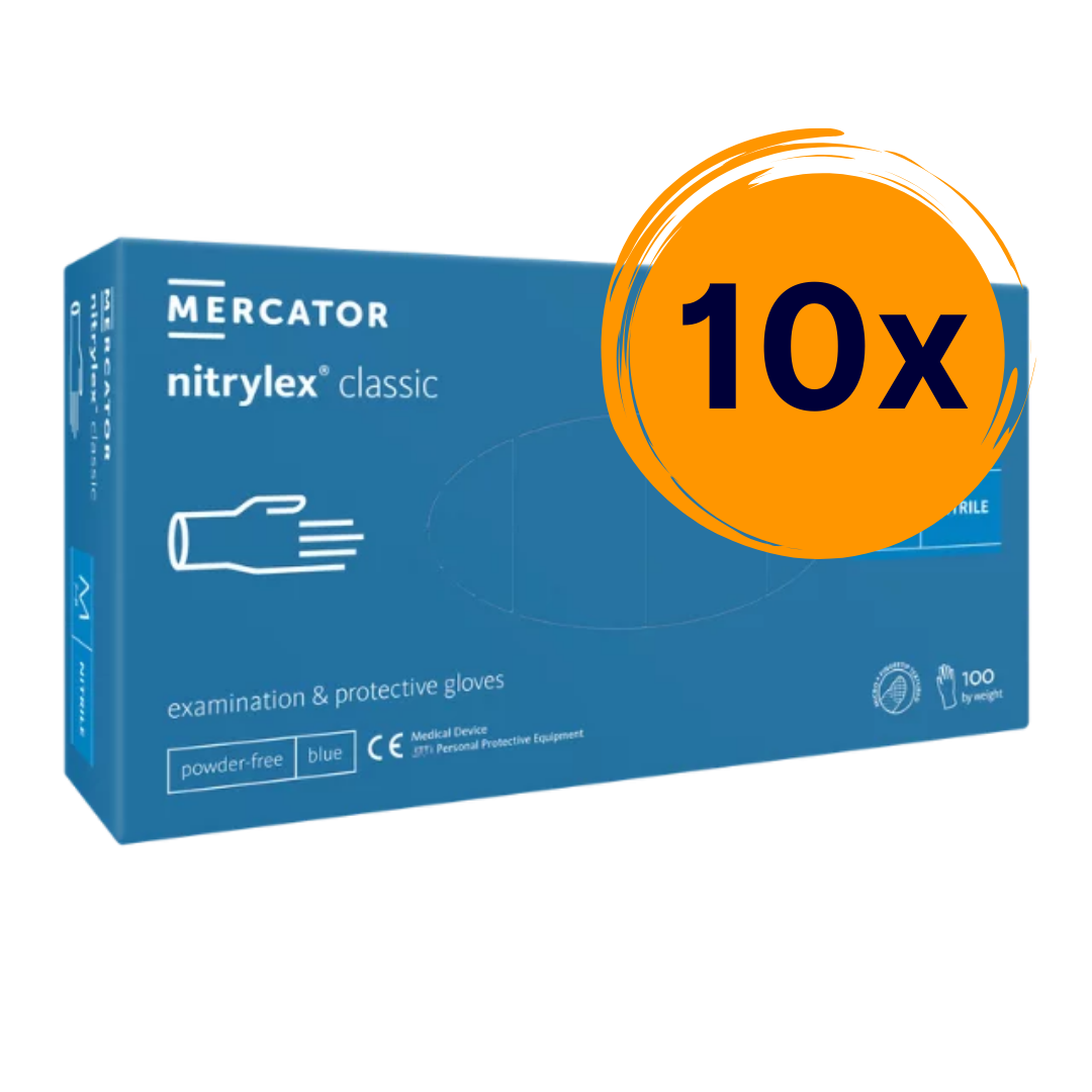 10x Nitrylex® classic blue púdermentes nitril vizsgálókesztyű